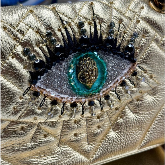 🆕 KURT GEIGER LONDON 🧿NWOT Leather Mini Kensington Rhinestone Eye Crossbody - Picture 6 of 15